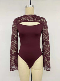 Lace Cut-out Flare Sleeve Bodysuit 100100328113938 32 Affordable Fashion Under $100 Jerry's Apparel 