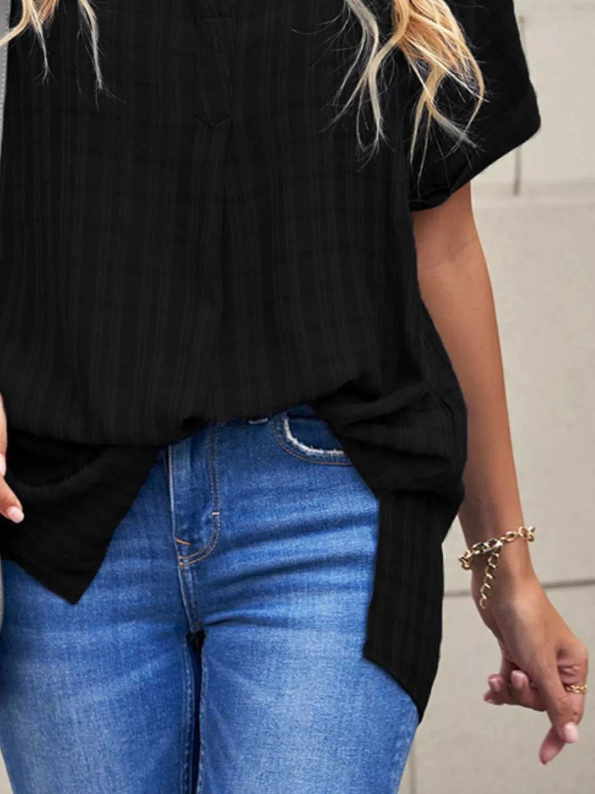Notched Short Sleeve Blouse 100100089501470 33 Affordable Fashion Under $100 Jerry's Apparel 