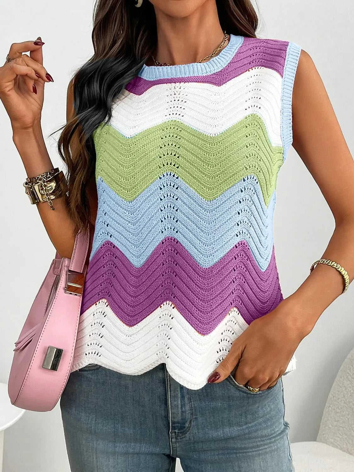 Color Block Round Neck Sweater Vest 100100253791586 34 Affordable Fashion Under $100 Jerry's Apparel 
