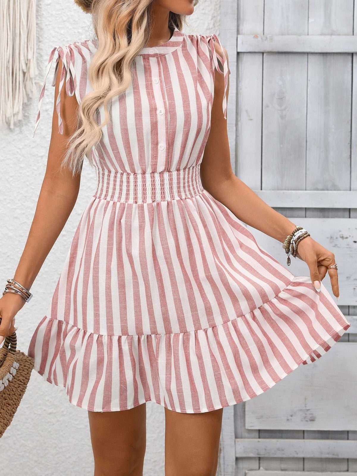 Striped Ruffle Hem Summer Dress 100100817311955 33 Affordable Fashion Under $100 Jerry's Apparel 