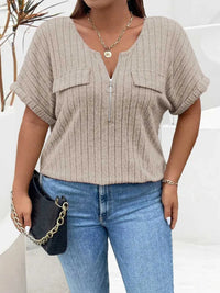 Plus Size Half Zip Short Sleeve T-Shirt 100100839821428 27 Affordable Fashion Under $100 Jerry's Apparel 