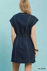 Umgee Drawstring Waist Frayed Denim Mini Dress 100100711441288 53 Affordable Fashion Under $100 Jerry's Apparel 