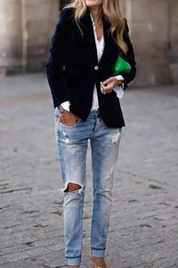 One Button Lapel Collar Long Sleeve Blazer 100100784441045 59 Affordable Fashion Under $100 Jerry's Apparel 