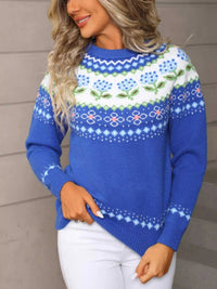 Floral Pattern Crew Neck Sweater 100100793762597 52 Affordable Fashion Under $100 Jerry's Apparel 