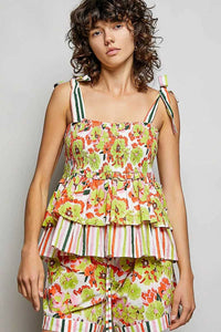 POL Floral Smocked Ruffled Cami with Tie Shoulder Straps 100100869351692 64 Affordable Fashion Under $100 Jerry's Apparel 