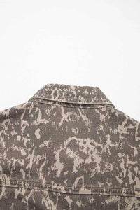 Abstract Print Long Sleeve Collar Raw Hem Denim Jacket 101003437845600 105 SYNZ Brand Collection Jerry's Apparel 
