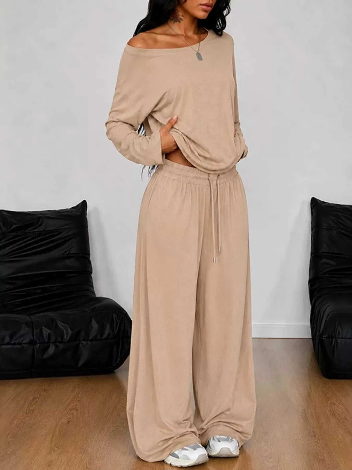 Full Size One-Shoulder Top and Drawstring Pants Set Plus Size 100100885816388 29 Affordable Fashion Under $100 Jerry's Apparel 