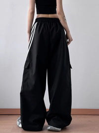 Striped Wide Leg Cargo Pants