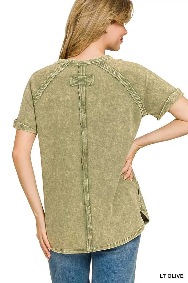 Zenana French Terry Washed Curved Hem Top 100100637861116 25 Affordable Fashion Under $100 Jerry's Apparel 