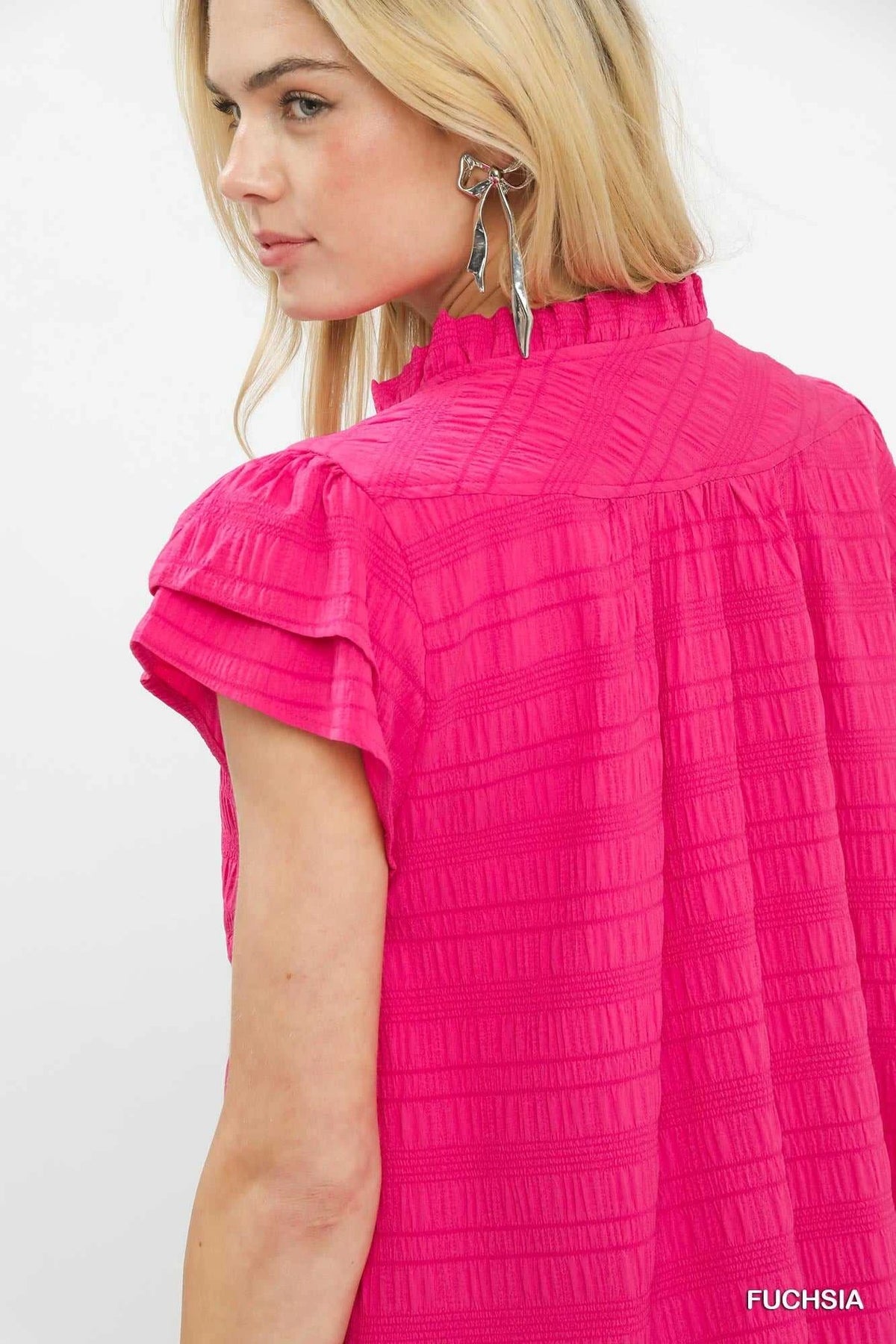 Umgee Textured Flutter Sleeve Split Neck Top 100100834751993 45 Affordable Fashion Under $100 Jerry's Apparel 