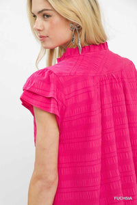 Umgee Textured Flutter Sleeve Split Neck Top 100100834751993 45 Affordable Fashion Under $100 Jerry's Apparel 