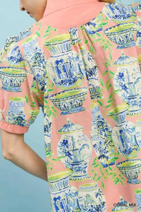 Umgee Abstract Print V-Neck Top 100100956731137 45 Affordable Fashion Under $100 Jerry's Apparel 