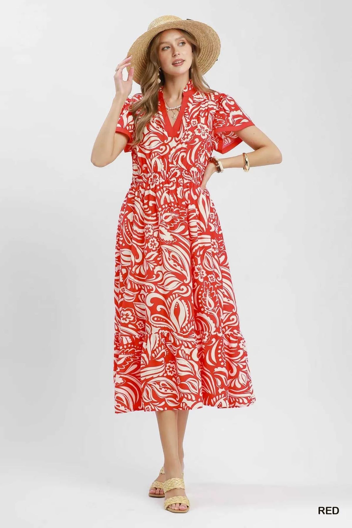 Umgee Paisley Print Midi Dress with Side Pockets 100100431721406 62 Affordable Fashion Under $100 Jerry's Apparel 