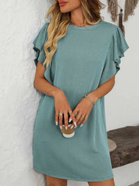 Mandy Ruffled Round Neck Short Sleeve Dress 100100862091074 26 Affordable Fashion Under $100 Jerry's Apparel 