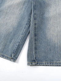 Men's Washed Denim Bermuda Shorts with Curved Pocket Detail