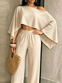 Boat Neck Crop Top and Wide-Leg Pants Set 101001634822589 57 Affordable Fashion Under $100 Jerry's Apparel 