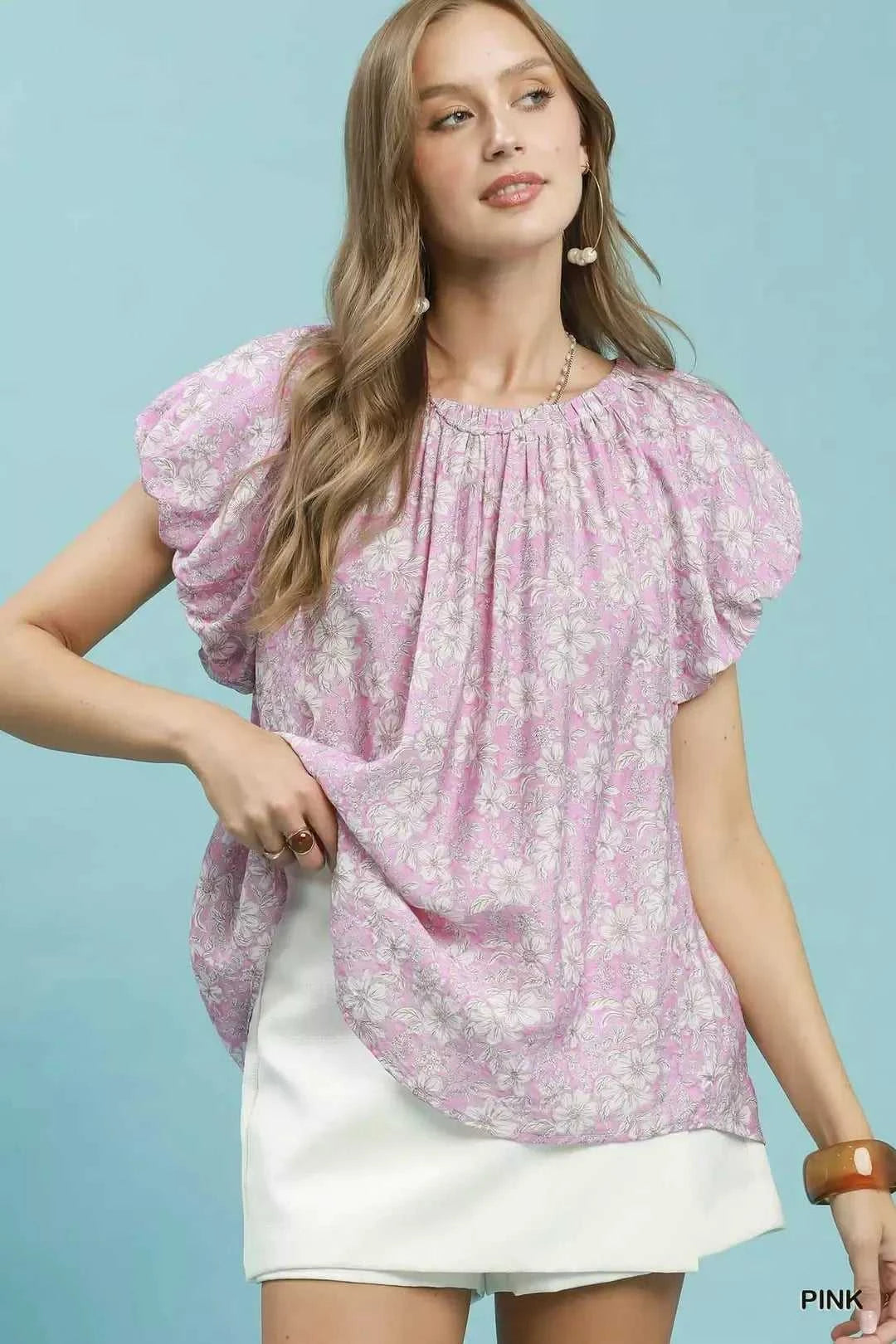 Umgee Umgee Floral Puff Sleeve Blouse 100100183791693 47 Affordable Fashion Under $100 Jerry's Apparel 