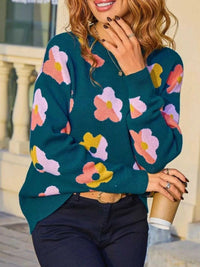 Floral Crew Neck Long Sleeve Sweater 100100152678985 50 Affordable Fashion Under $100 Jerry's Apparel 