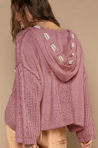 Cable Knit Hooded Chenille Sweater