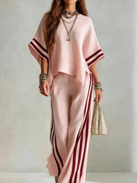 Full Size Striped 3/4 Sleeve Top and Pants Set Plus Size 100100536738570 39 Affordable Fashion Under $100 Jerry's Apparel 