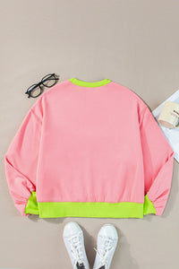 Letter Graphic Round Neck Long Sleeve Sweatshirt