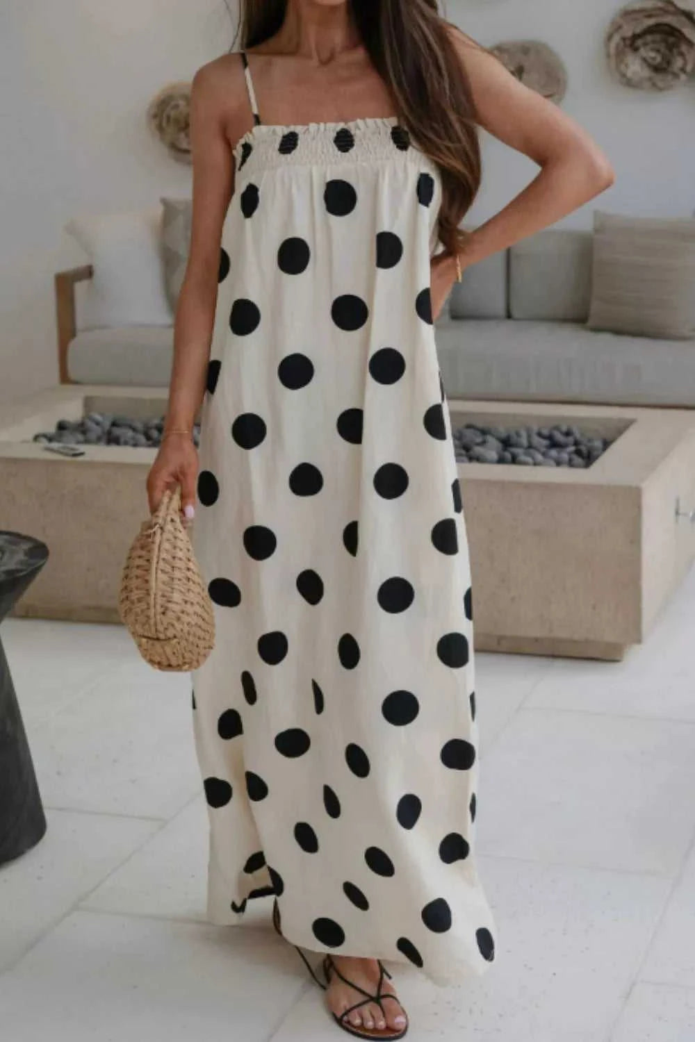 Polka Dot Spaghetti Straps Maxi Dress 100100523867624 48 Gifts for Her Jerry's Apparel 