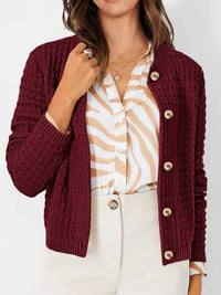 Textured Knit Button-Front Cardigan 100100626365347 44 Affordable Fashion Under $100 Jerry's Apparel 