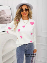 Valentine's Day Heart Print Round Neck Sweater 100100226503110 49 Affordable Fashion Under $100 Jerry's Apparel 