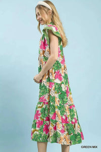Umgee Mix Bold Floral Tiered Midi Dress 100100480481597 62 Affordable Fashion Under $100 Jerry's Apparel 