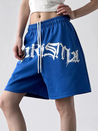 Oversized Drawstring Letter Shorts