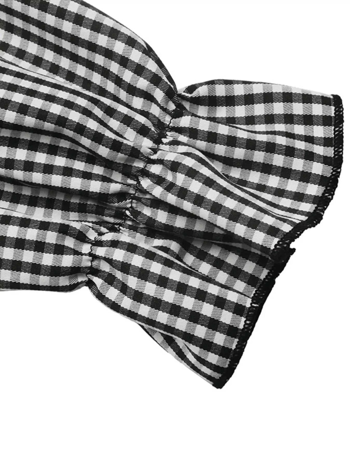 Gingham Lace-Trim V-Neck Long Sleeve A-Line Maxi Dress 101001996406806 52 Affordable Fashion Under $100 Jerry's Apparel 