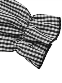 Gingham Lace-Trim V-Neck Long Sleeve A-Line Maxi Dress 101001996406806 52 Affordable Fashion Under $100 Jerry's Apparel 