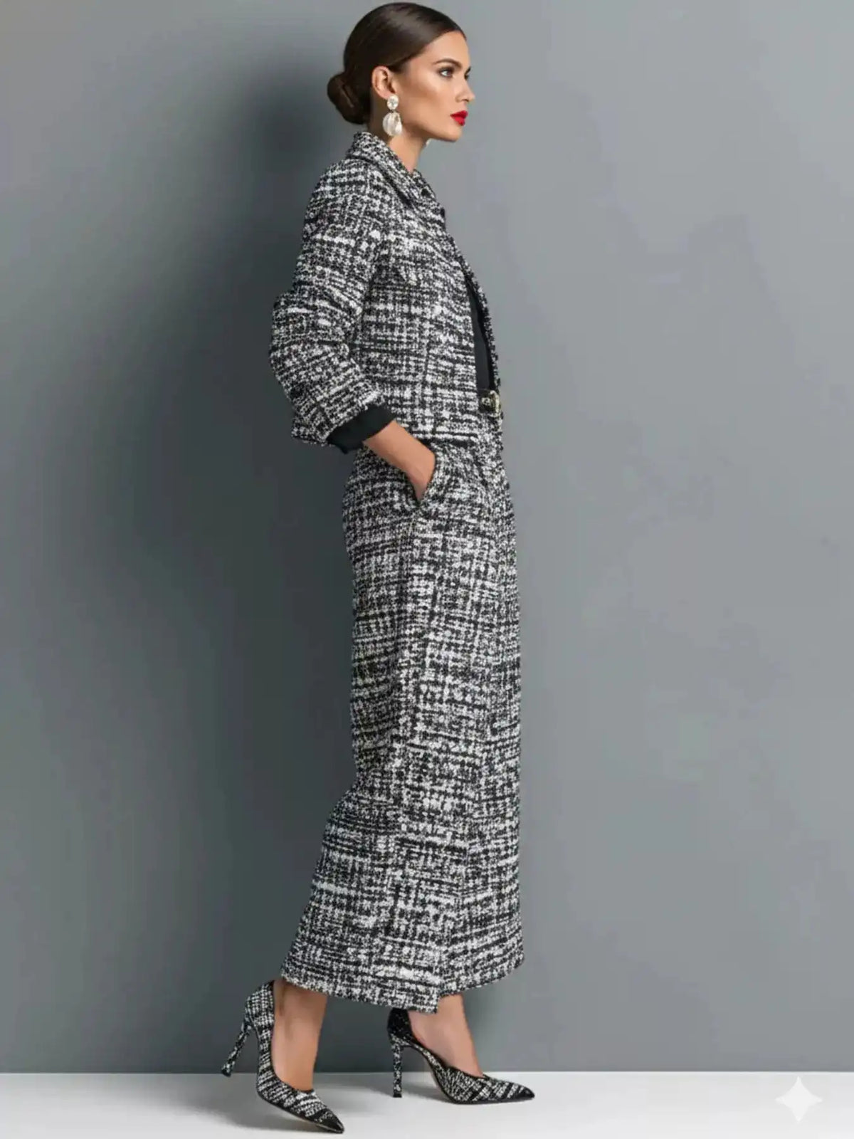 Tweed Cropped Jacket and Wide-Leg Pants Set 101001838048696 65 Affordable Fashion Under $100 Jerry's Apparel 