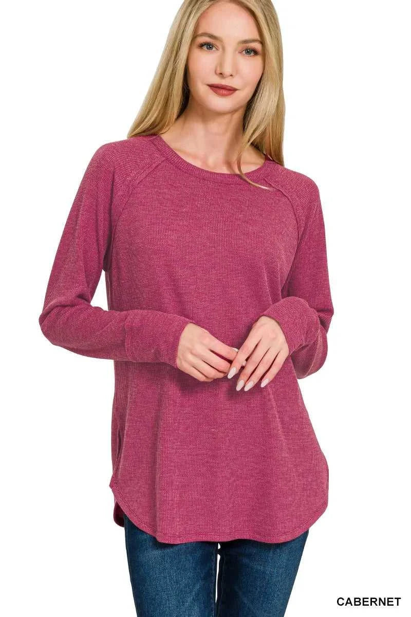 Zenana Baby Waffle Long Sleeve Top 100100404421874 21 Affordable Fashion Under $100 Jerry's Apparel 