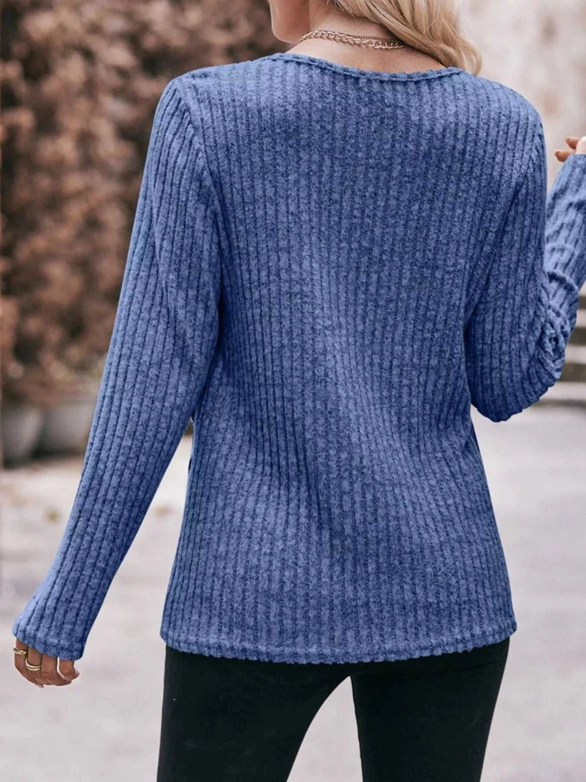 Ribbed Knit Long Sleeve T-Shirt 100100676091737 30 Affordable Fashion Under $100 Jerry's Apparel 