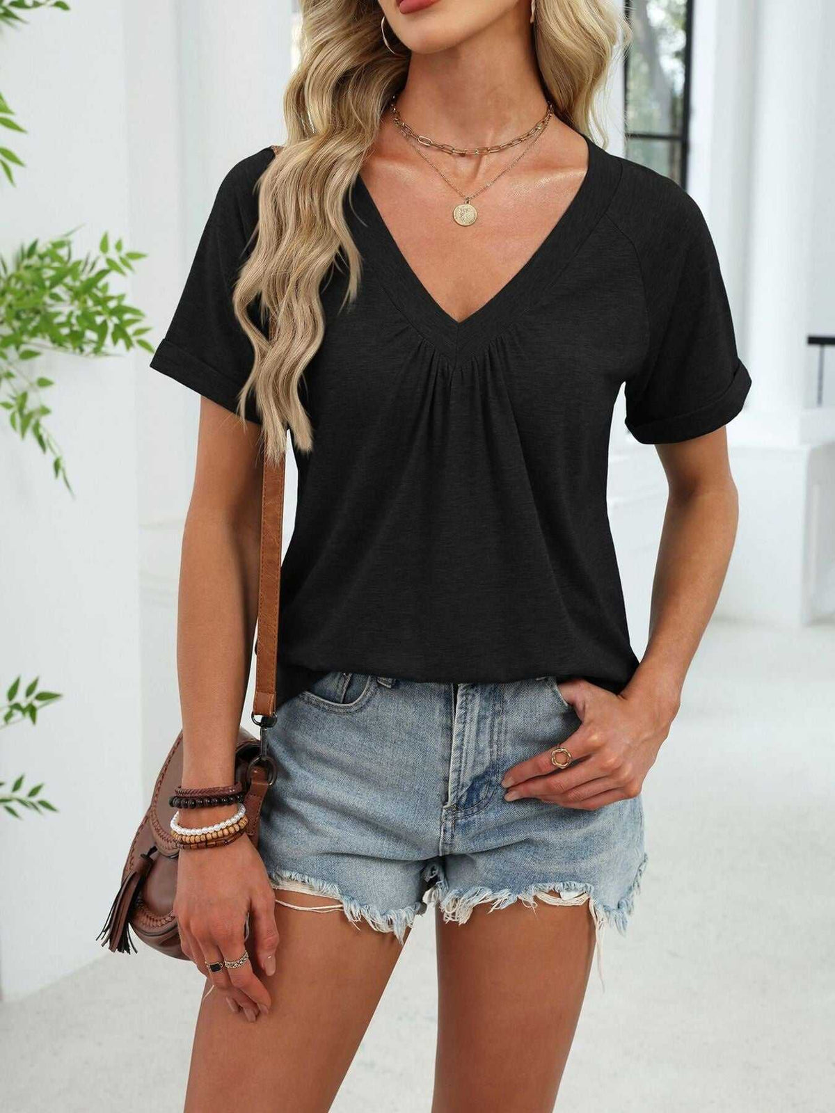 Casual V-Neck Short Sleeve T-Shirt 100100731554922 25 Affordable Fashion Under $100 Jerry's Apparel 