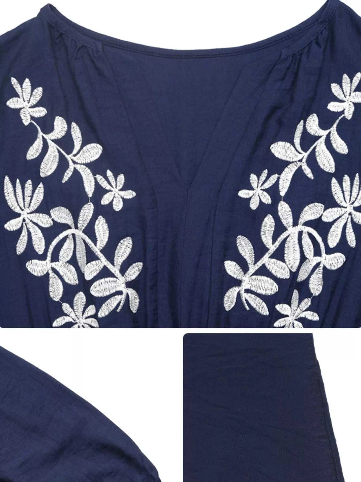 Embroidered Notched Long Sleeve Midi Dress 100100959360037 45 Affordable Fashion Under $100 Jerry's Apparel 