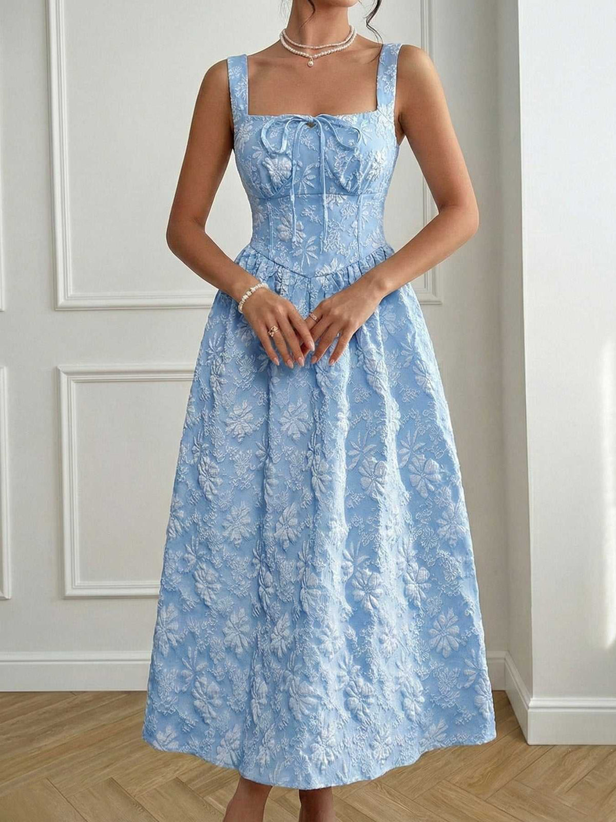 Floral Tie-Front A-Line Midi Dress 100100033507143 47 Affordable Fashion Under $100 Jerry's Apparel 