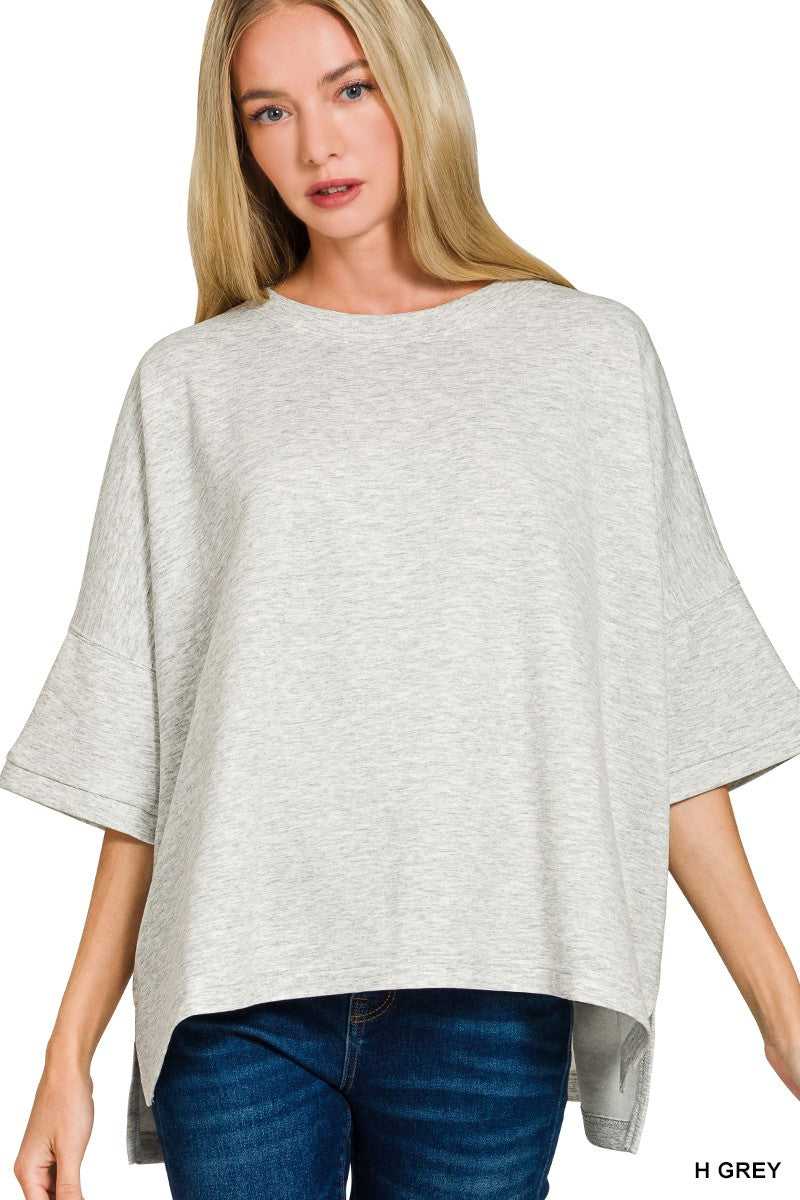 Zenana Scuba Round Neck Top with Side Slits 100100560831981 25 Affordable Fashion Under $100 Jerry's Apparel 