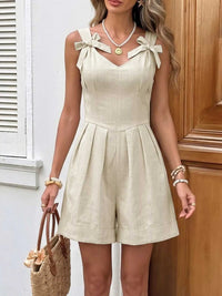 Bowknot Strap Pleated Detail Romper 100100800398151 31 Women's Romper Affordable Fashion Under $100 Jerry's Apparel 