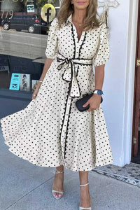 Polka Dot Half Sleeve Midi Dress 100100716011023 79 Affordable Fashion Under $100 Jerry's Apparel 