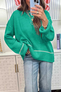Contrast Detail Drop Shoulder Baggy Sweater 101002530632710 43 Affordable Fashion Under $100 Jerry's Apparel 