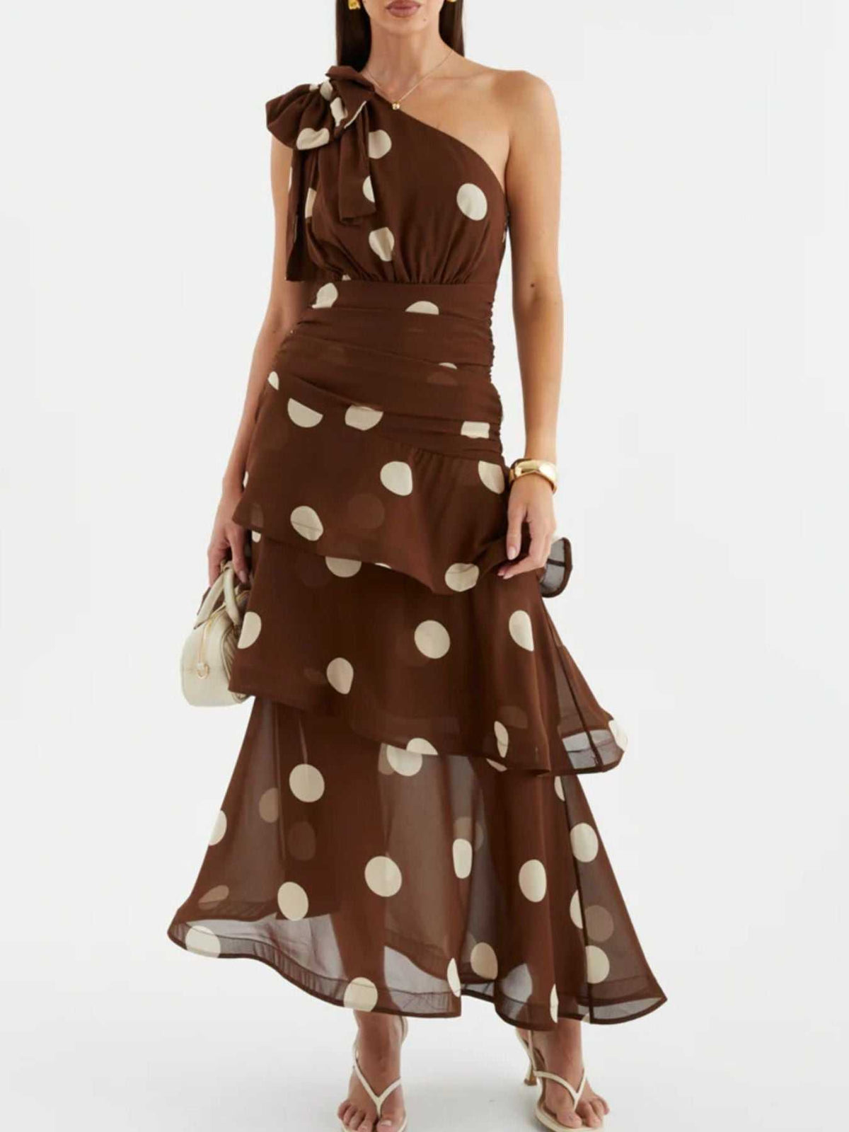 Polka Dot One-Shoulder Ruffle Dress 100100403782395 65 Affordable Fashion Under $100 Jerry's Apparel 