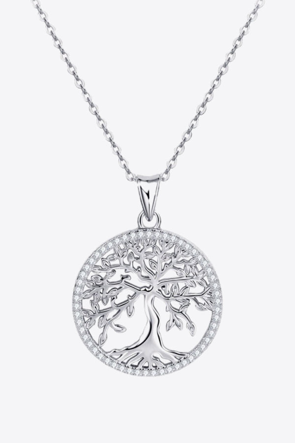 925 Sterling Silver Moissanite Tree Pendant Necklace