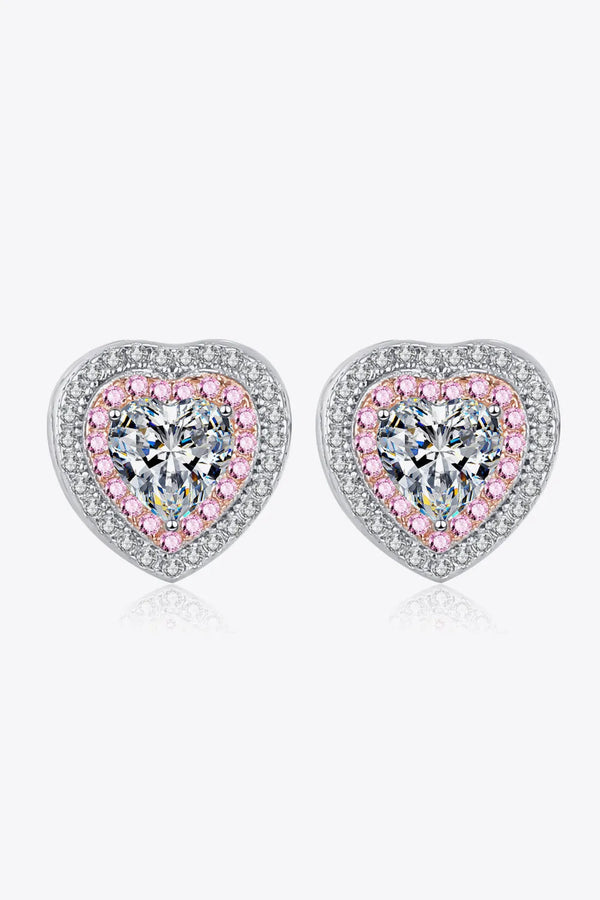 Heart-Shaped Moissanite Stud Earrings