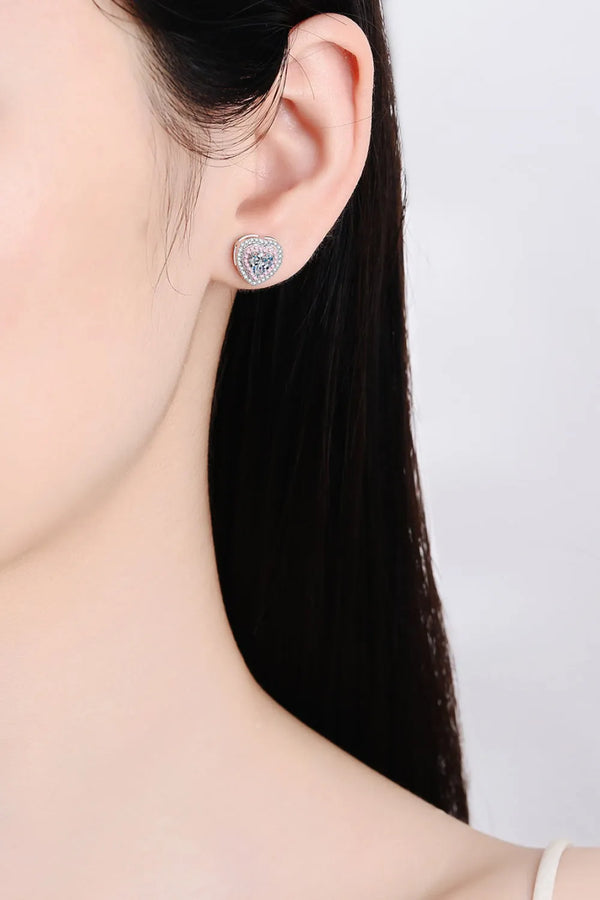 Heart-Shaped Moissanite Stud Earrings