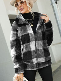 Plaid Zip-Up Collared Jacket