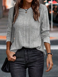 Round Neck Long Sleeve T-Shirt Charcoal
