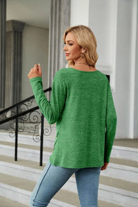 Solid Round Neck Long Sleeve T-Shirt