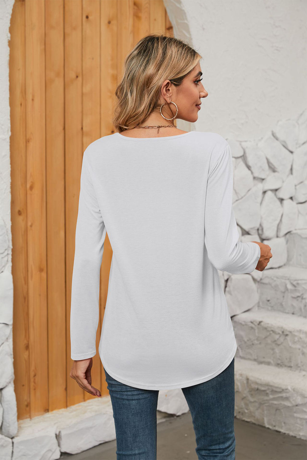 Square Neck Long Sleeve T-Shirt